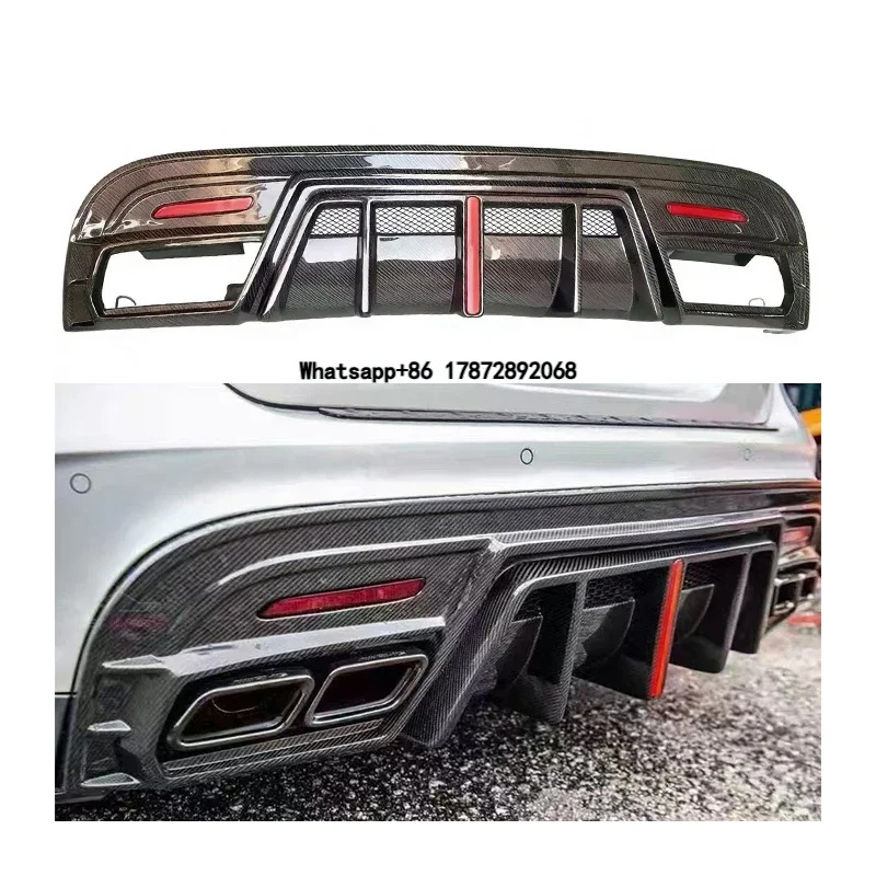 

For GLA-Class GLA45 X156 2016-2019 Carbon Fiber X156 GLA45 LED Light Rear Diffuser Rear Bumper Splitter Spoiler