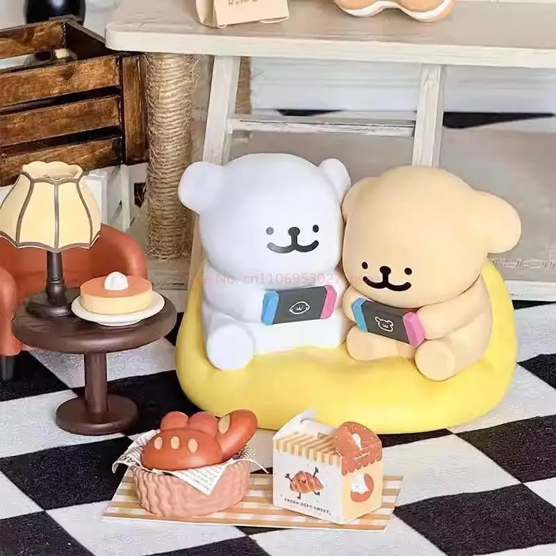 Line Puppy Blind Box Happy Series Figure Boneka Lucu Dekorasi Meja Ornamen Mainan Hadiah Ulang Tahun