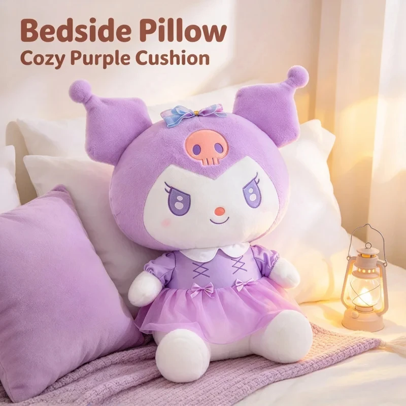 Kuromi Cartoon Stuffed Plush Pillow, Kawaii Bedside Cushion, Soft Throw Pillow For Bedroom Girls Room Birthday Gift