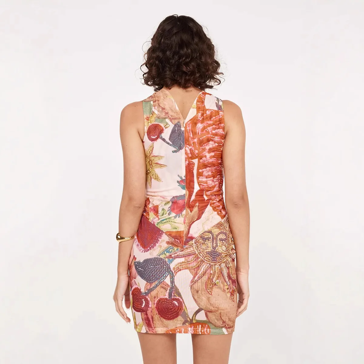 Mulheres primavera verão novo halter pescoço malha flor impresso vestido bodycon elástico fino estiramento casual férias mini vestido