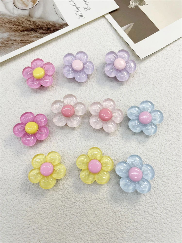 10PCS Schuh Charms ABS Dekorationen Zubehör DIY Transparente Sonnenblume Clog Schnalle Schuhe Slides Candy Farbe Fit Slipper Sandalen – Detail 7