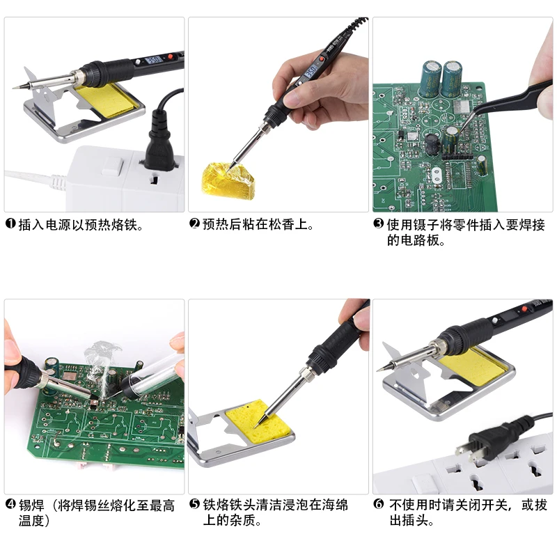 JCD Soldering Iron Stand Portable Holder Soldering Tin Stand with Welding Cleaning Sponge Soldering Iron Tips Kit Accessories