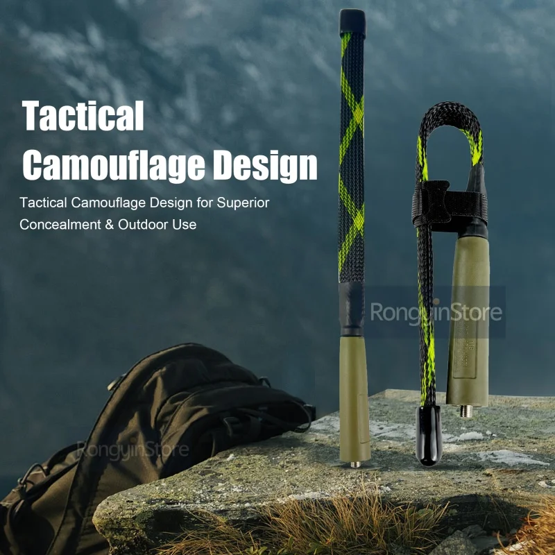 Camouflage Tactical Antenna For Walkie Talkie 136-520MHz SMA-M SMA-Female Portable Soft Foldable Antenna UV-K6/K5 Two Way Radios