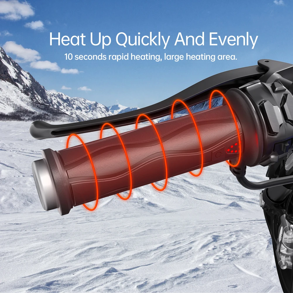 

DC 12V Electric Molded Grips Waterproof Adjustable Hot Grip Handle 5-Gear Motorcycle Heating Handlebar Smart Temperature Control