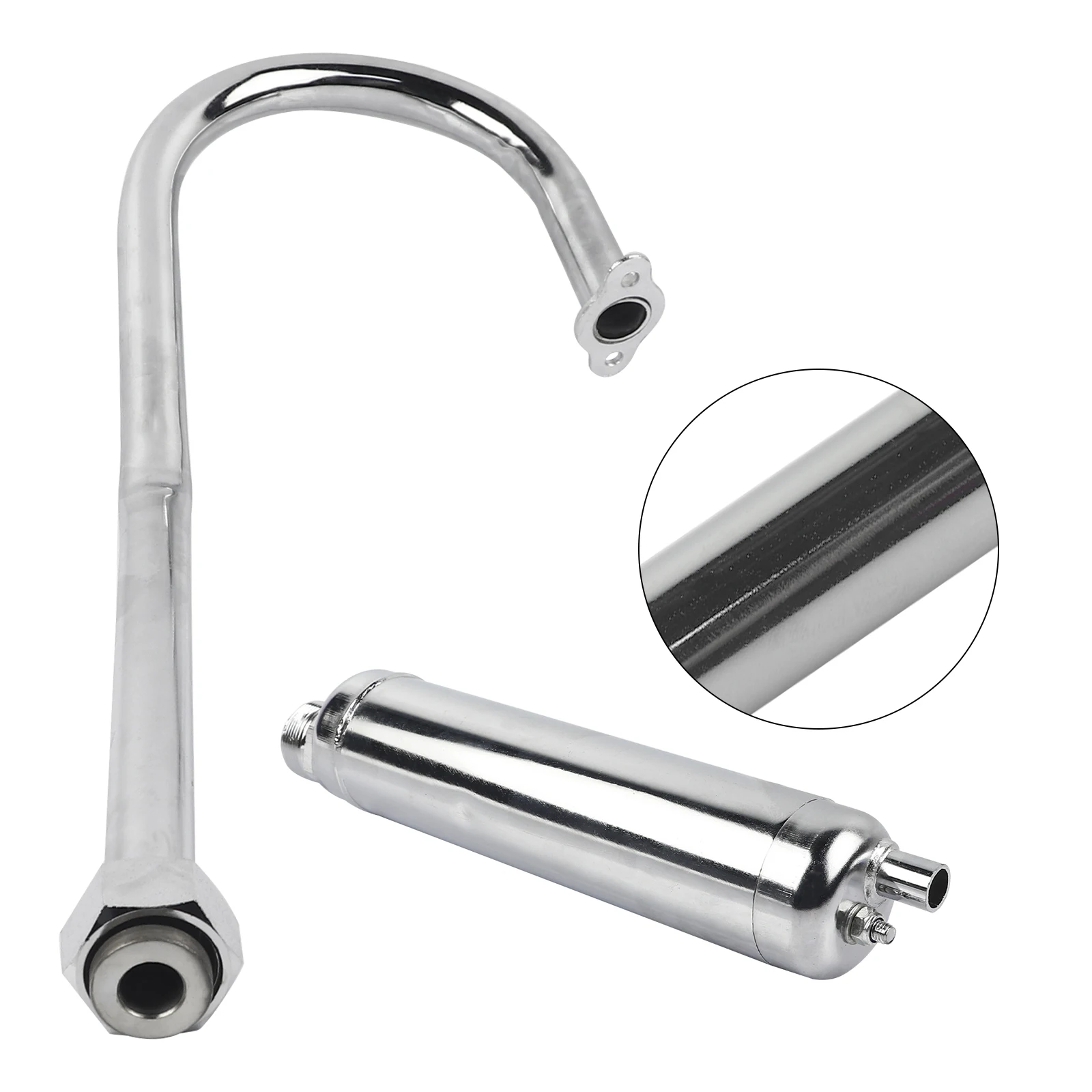 Motorcycle Muffler Chrome Exhaust Pipe Silencer for 2 Stroke Engine 49cc 50cc 60cc 66cc 80cc Bike Motorized Bicycle Exhaust