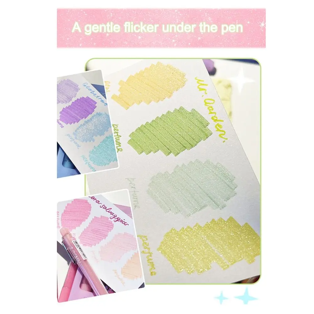 4Pcs Multifunctional Color Glitter Highlighter Mark Key Points DIY Art Colorful Gel Pen Set Color Marker Pen Students