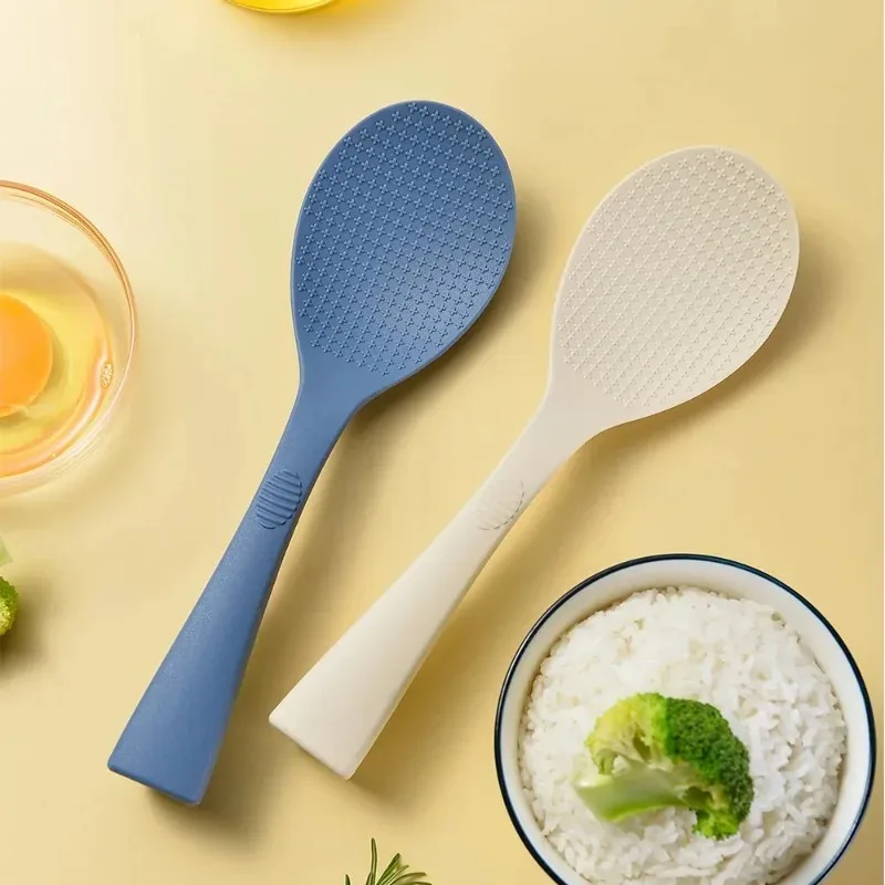 1/2Pcs Integrated Silicone Rice Spoon Heat-resistant Non-stick Rice Cooker Spoon Standing Household Cooking Utensil