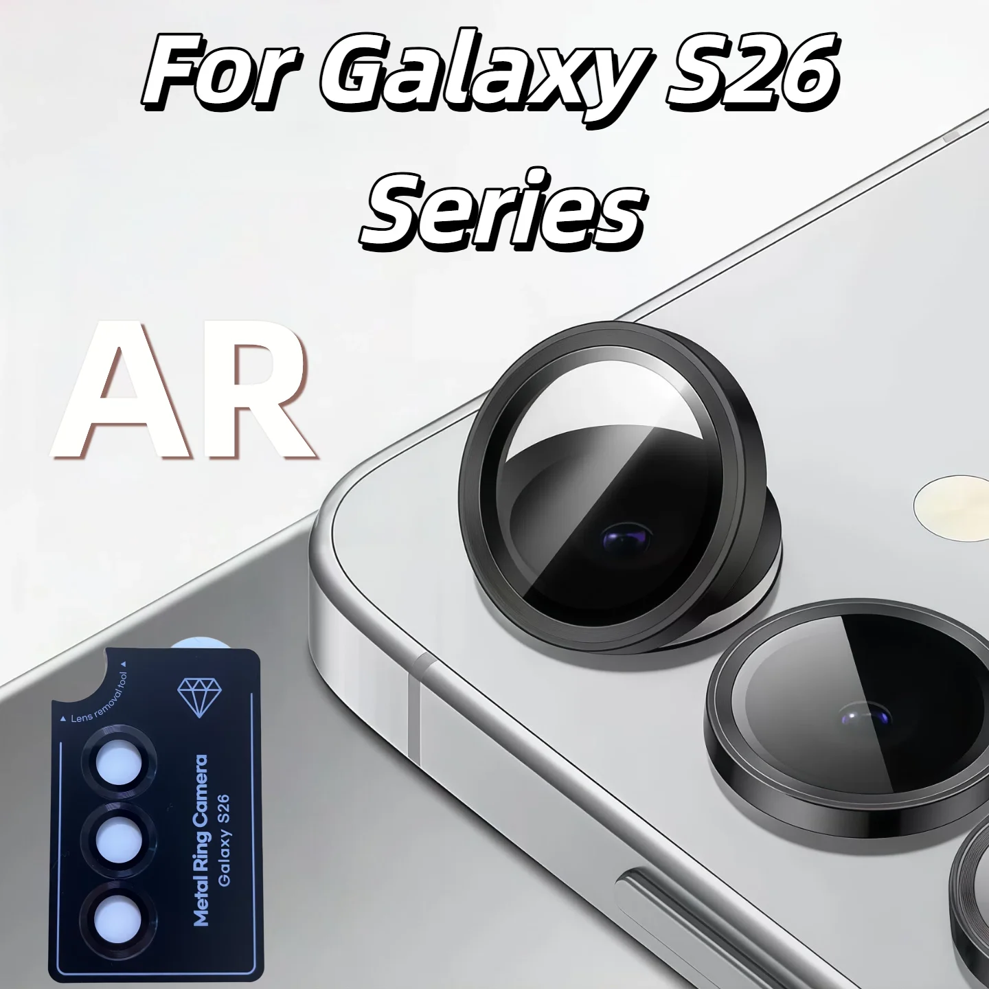 

Защитная пленка из закаленного стекла для задней камеры Galaxy S26, S26 Plus, S26 Ultra с AR-покрытием против запотевания, оригинальный цвет, серебристо-черная