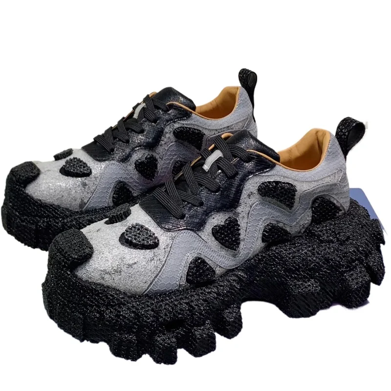 Original Design 3D Printed Shock-absorbing Daddy Shoes for Men's and Women's Thick Sole Height-increasing Shoes Casual Couples's
