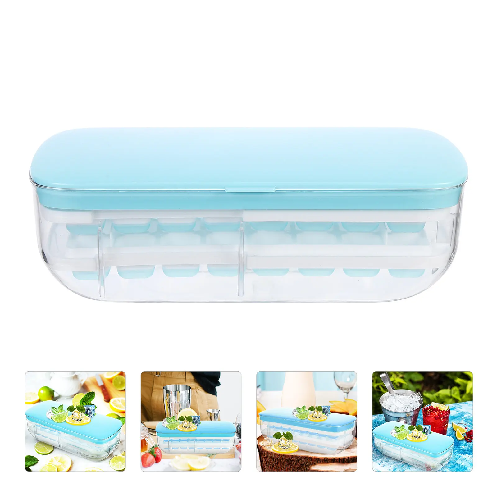 Набор из 1 силиконовой формы для льда с крышкой для быстрой заморозки, многоразовые лотки для кубиков льда, кухонные и барные принадлежности