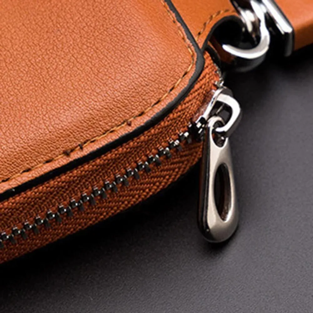 Car Keychain Covers Men Key Holder Leather Car Key Wallets Housekeeper Keys Organizer Zipper Key Case Bag Unisex Pouch Purse