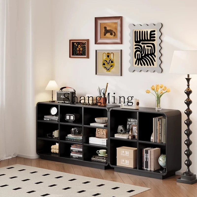 

SM new simple style solid wood bookcase grid low cabinet floor combination living room display bookshelf