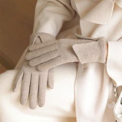 Gants chauds d'extérieur pour femmes, mitaines de poignet à bride pour écran tactile épais, coupe-vent complet, hiver