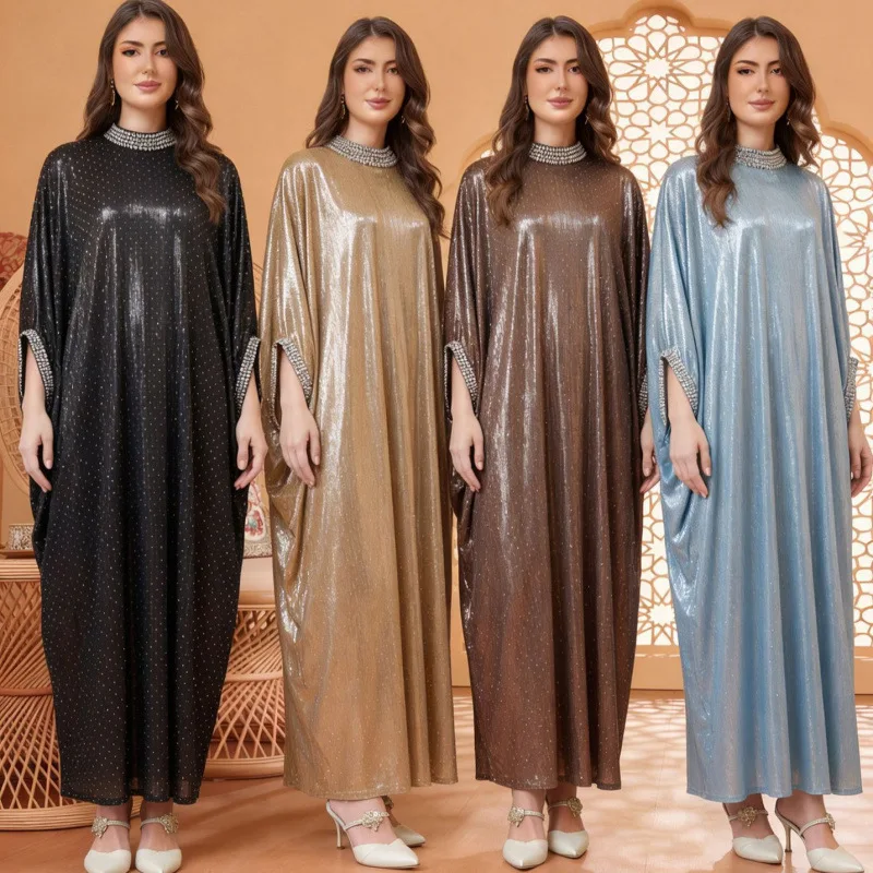 

Платья-абайи женские для Ид, мусульманские, длинные, с бриллиантами, для Рамадана, Марокко, вечерние, джалабия, кафтан, исламские платья 2026