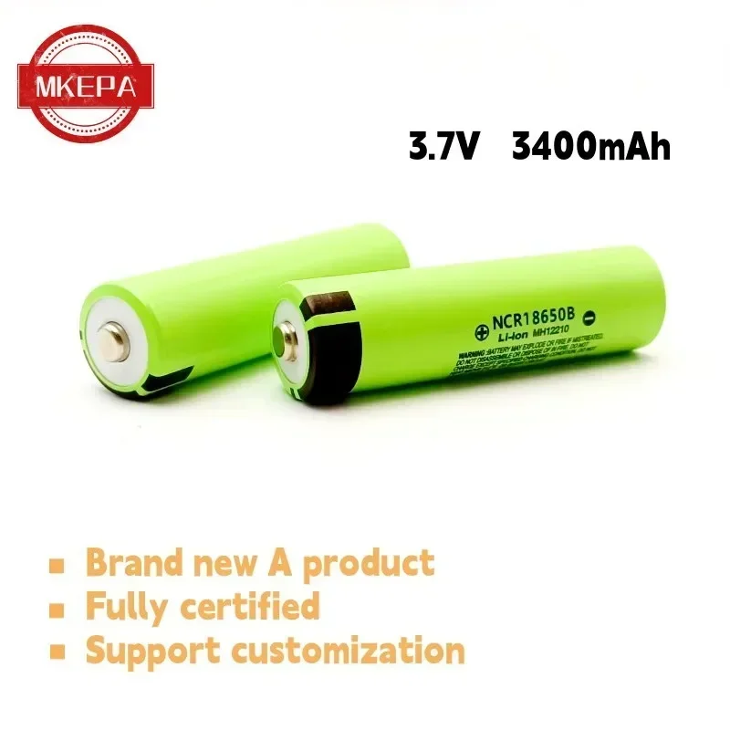 리튬 이온 NCR 충전식 배터리 Ncr손전등 소형 팬 등에 적합, 3.7V, 3400mAh, 18650 34B