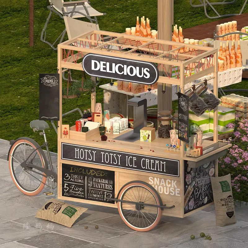 

Food truck commercial manpower movie props coffee cart flowers gardening decoration is also a multi-functional brand promotion