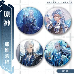 Game Genshin Impact Fontaine Neuvillette Cosplay Badge Pin SPTE Tinplate Brooch Prop