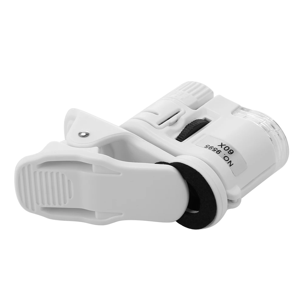 Universal 60X Phone Mini Pocket Microscope with LED Light ABS Digital Microscope Portable for Kids Adults for Mobile Smartphones