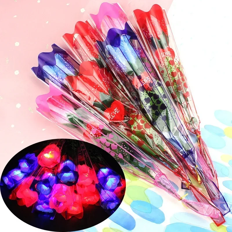 50pcs Romantic Light Up Rose Flower Headbands Party Home Proposal  Pink Birthday Gift Home Glow Party Christmas Halloween