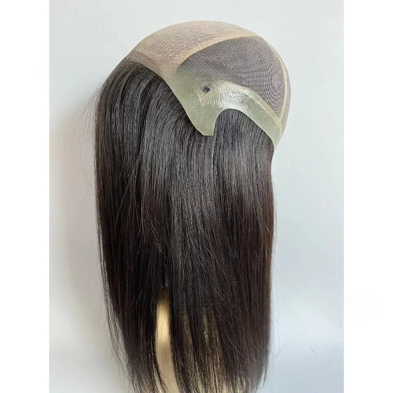 Front top simulated scalp women's wig cover full hand knitted real hair silk adhesive women's wig cover braided hair