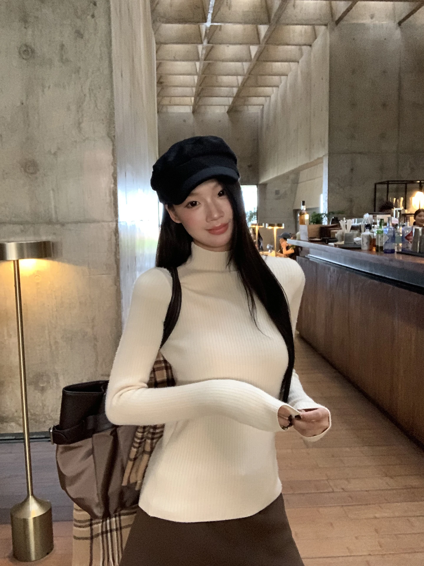 

Fce Lined f High Collar Knitwear Women's Slim Fit Inner Wear Casual High End Feeling Top Red Personali Studio