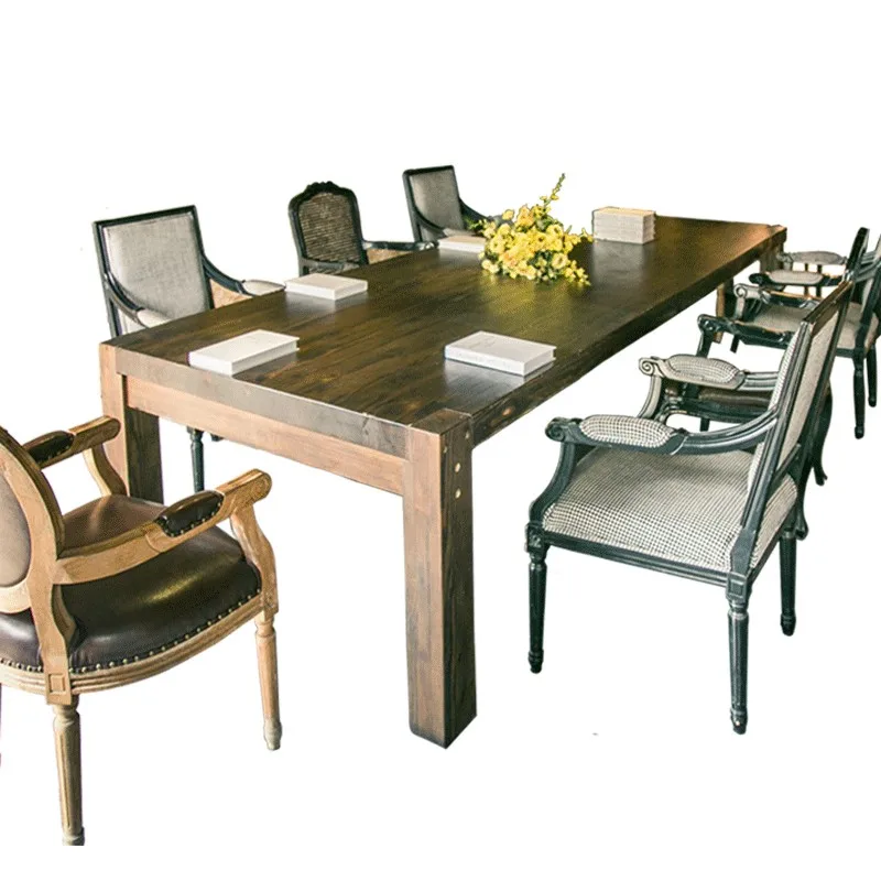 

American All Solid Wood Retro Dining Table Rectangular Eating Table Coffee Table Dining Log Office Conference