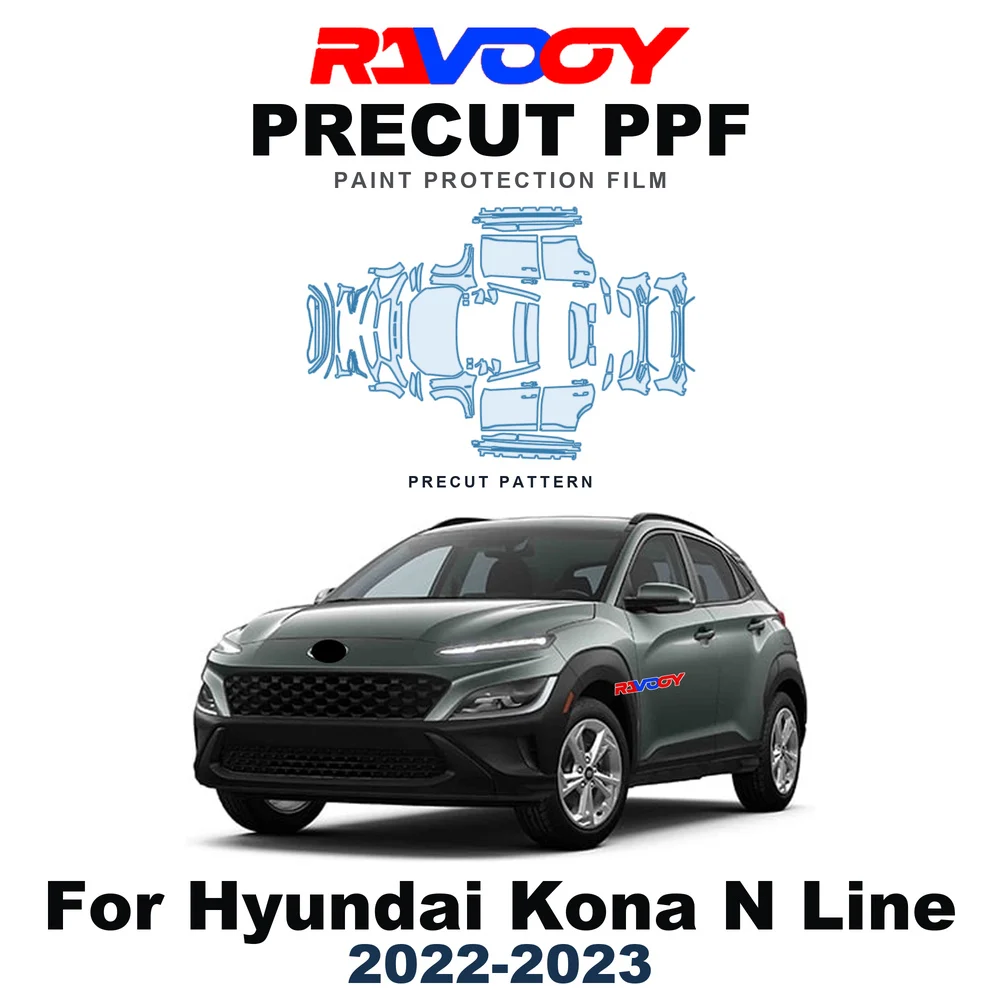 Precut PPF For Hyundai Kona N Line 2022-2023 8.5mil TPU Paint Protection Film Hood Bonnet Bumper Headlight Self-Healing Fenders