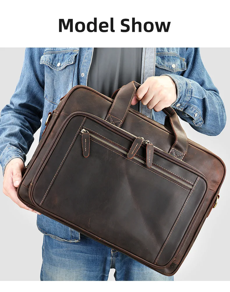 حقيبة جلد البقر المحبوب بالكامل للرجال حقيبة كروس للأعمال الفاخرة ذات سعة كبيرة للسفر وعطلة نهاية الأسبوع وحقيبة ركاب المكتب #5