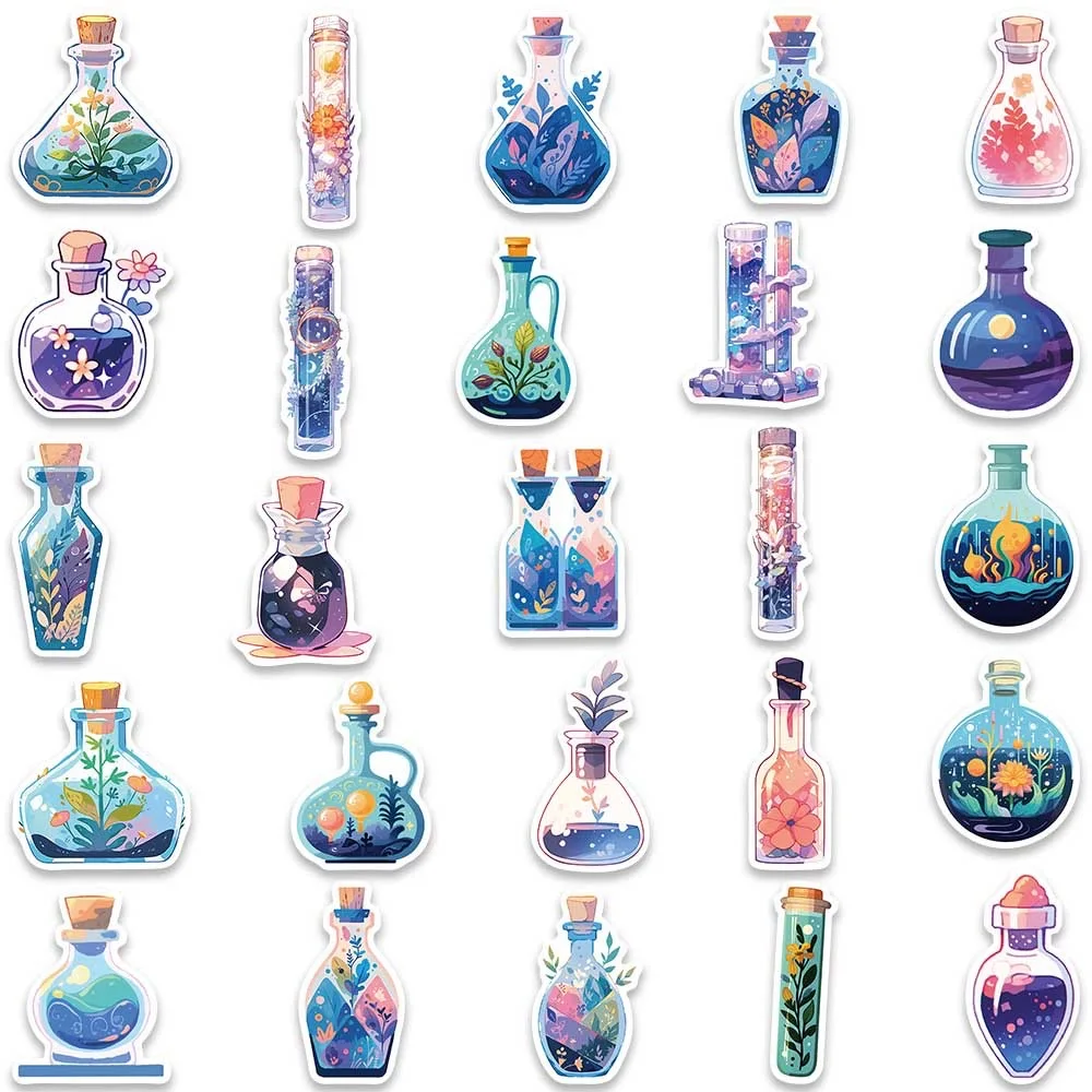 10/50pcs Ins Cute Magic Potion Bottle Flower Graffiti Stickers Aesthetic Decals DIY Laptop Suitcase Phone Car Decoration Sticker