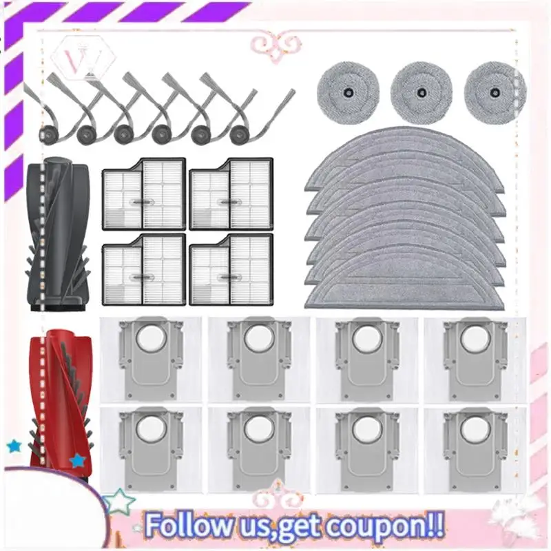 

A50F-для Roborock Saros 10, высокоэффективный фильтр, основная боковая щетка, HEPA-фильтры, подушечки для швабры, мешки для пыли