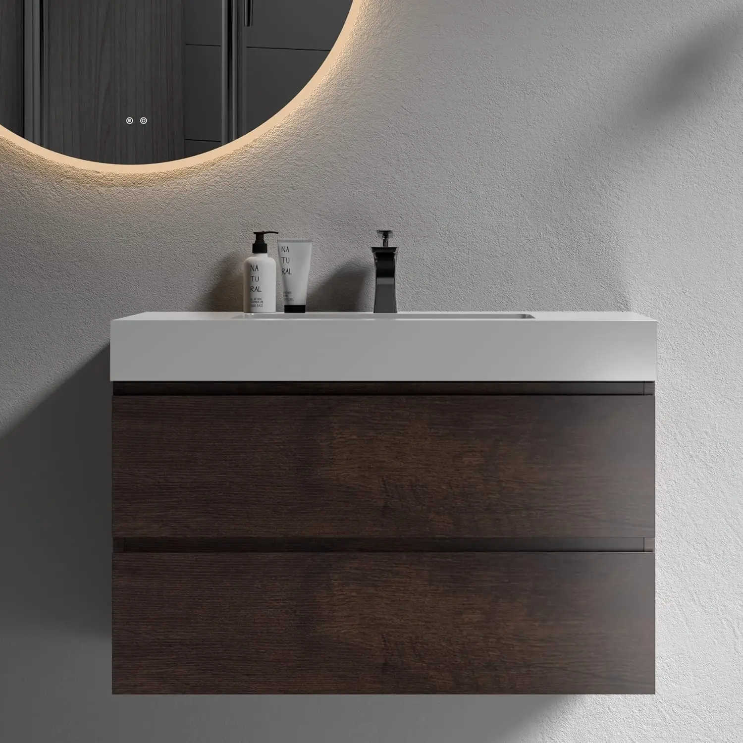 

36 Inch Bathroom Vanity with Sink with Overflow, Large Storage Wall Mounted Floating Bathroom Vanity for Modern Bathroom