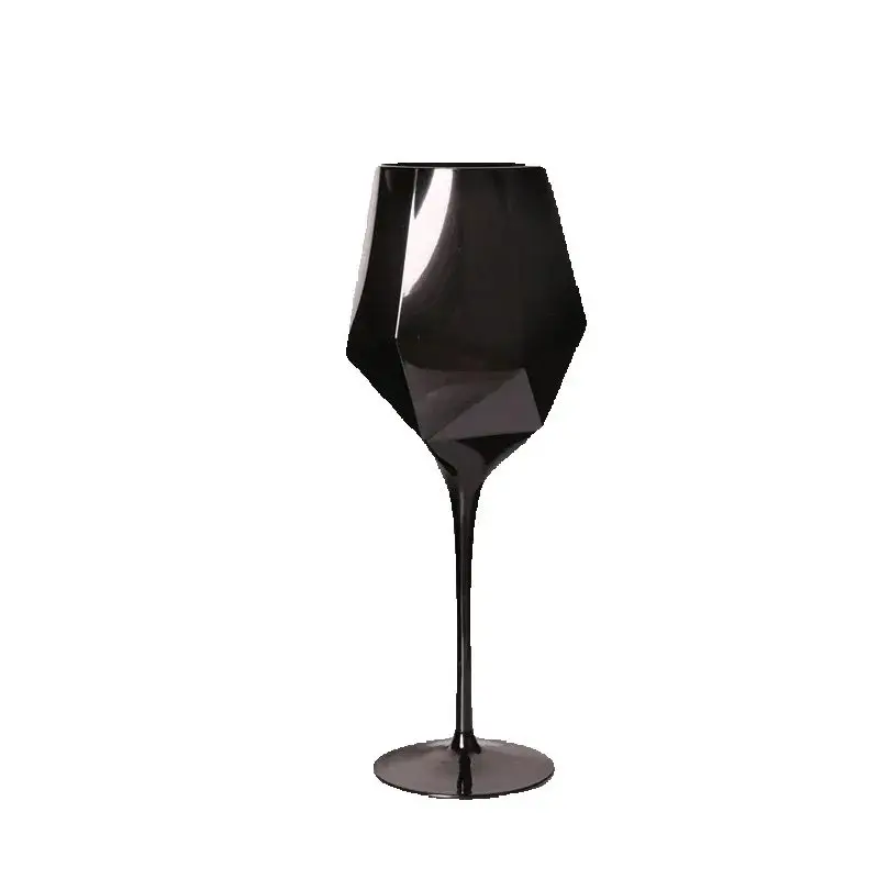 Pure Black Crystal Red Wine Glass with Golden Edge Luxury Simple Goblet For Special Room Champagne Glasses Kitchen Utensils
