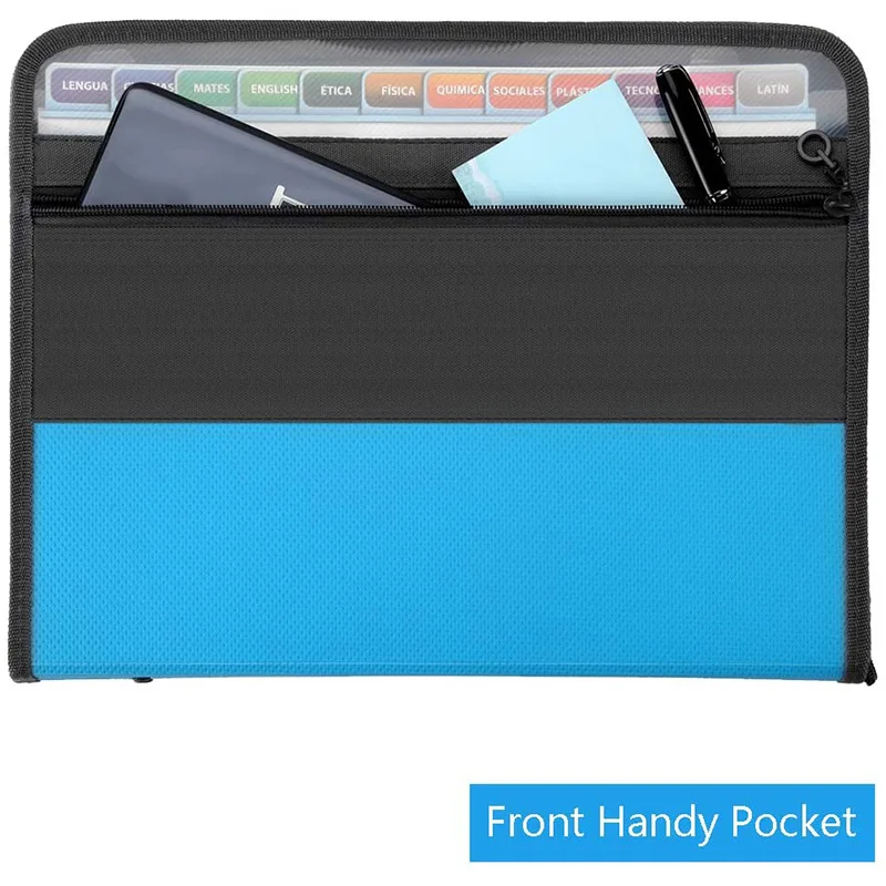 

HJ-13 Pockets Expanding File Folder, Accordion Document Organizer Letter A4 Size Zipper Closure
