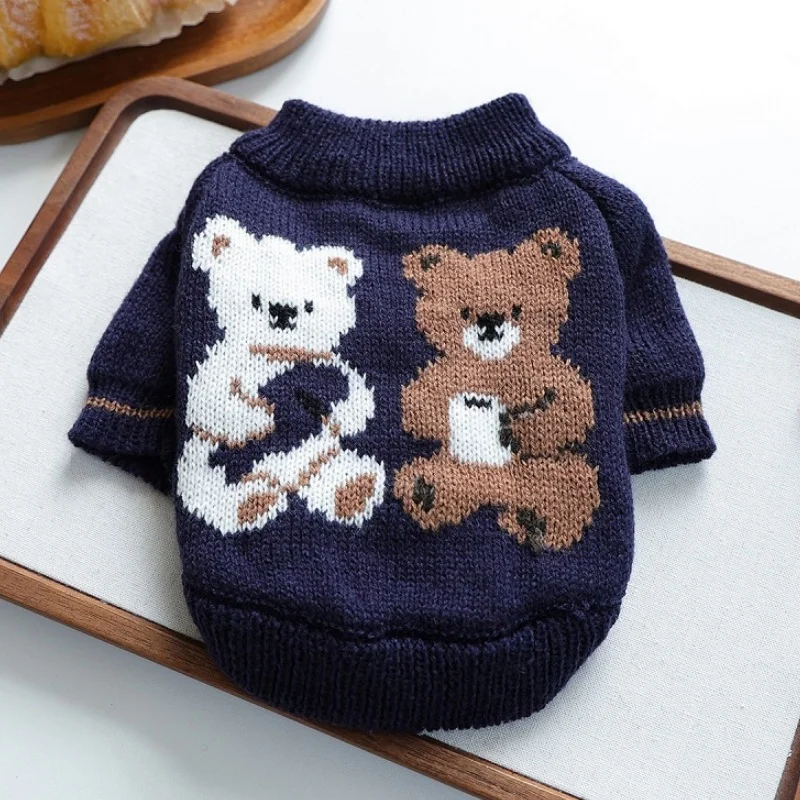 Hundepullover mit Bärenmuster, warme, weiche Hundekleidung, modischer Rollkragenpullover für Welpen, gemütlicher Strickpullover für Haustiere, süßer Katzenpullover, Bekleidung für Bichon. – Detail 21