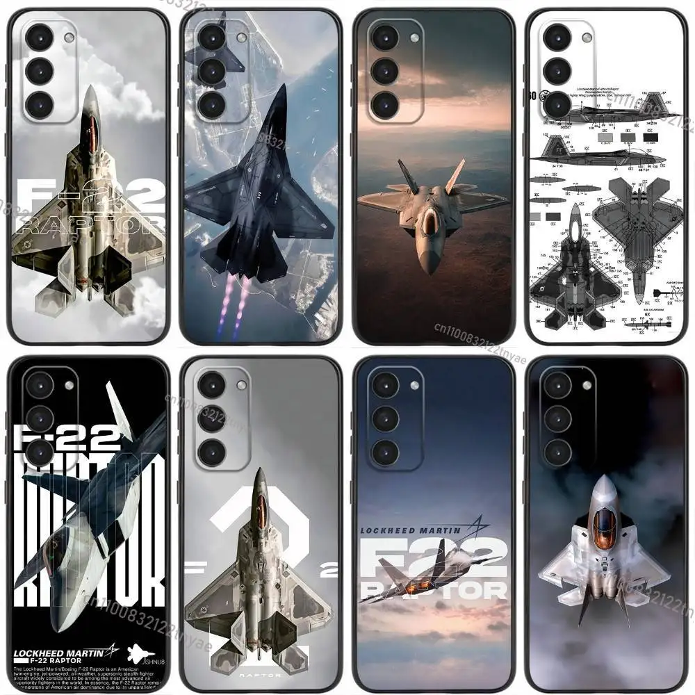 

Cool Pilot F-22 Fighter Phone Case For Samsung Galaxy A20,21s,22,31,32,52,53,72,73,80,91 Soft Liquid Silicone Black Cover