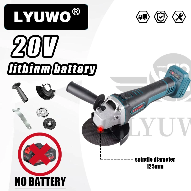 

LYUWO Brushless Lithium Angle Grinder 1000W 100mm250W Brushless Portable11000rpm，Sheet cutting, metal cutting, surface polishing