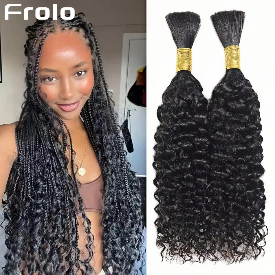 

Deep Wave Human Braiding Hair For Boho Braids No Weft Bulk Human Hair Bundles Black Virgin Hair Curly Human Hair Extensions 30In