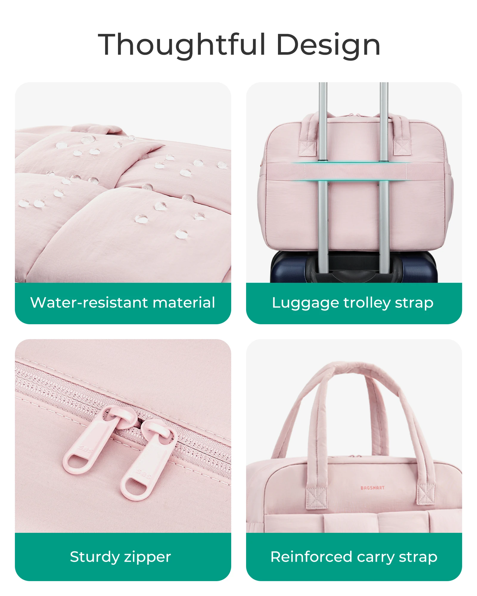 BAGSMART Puffer Travel Bag Duffle Bag for Travel with Laptop Compartment Weekender Gym Bags for Women Carry On Duffel Bag