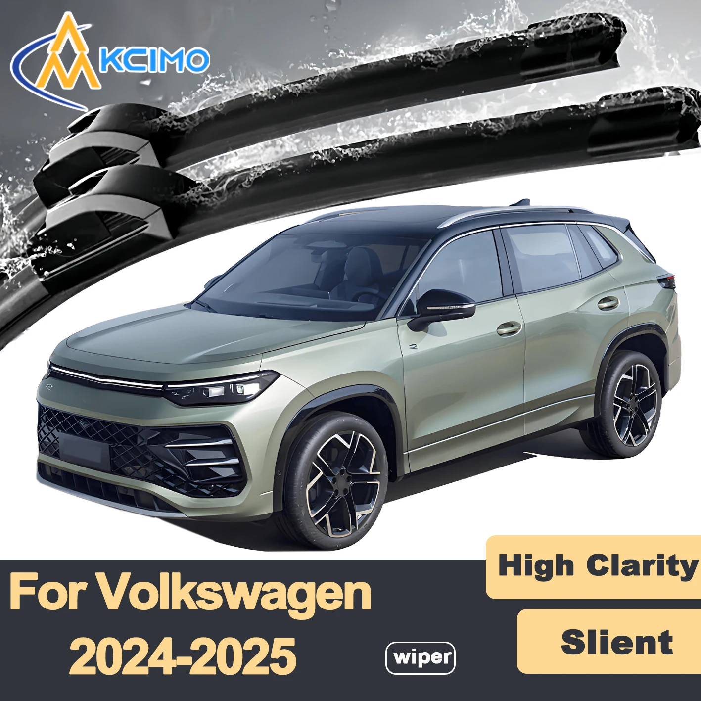 

Premium Rubber Durable Silent Windshield Wiper Blades 2pcs for Volkswagen Tayron L 2024-2025 Tiguan Front Wiper Blades Set