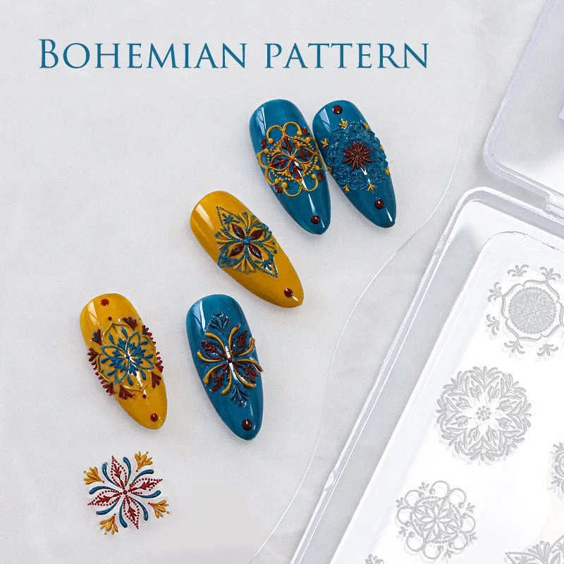 Nail Art Silicone Mold 3D Butterfly Flower Christmas Snowflake Embossed Design Gel Print Stencils Nail Carving Templates Tools