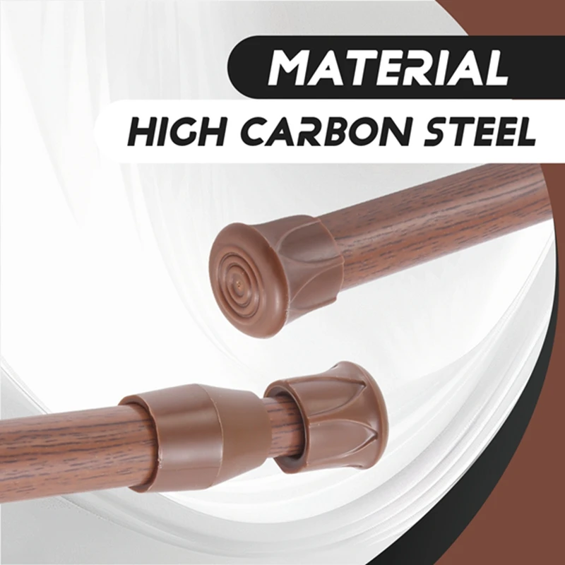 Extendable Telescopic Spring Loaded Net Voile Tension Curtain Rail Pole Rods,70-120cm,Wood color-A09G