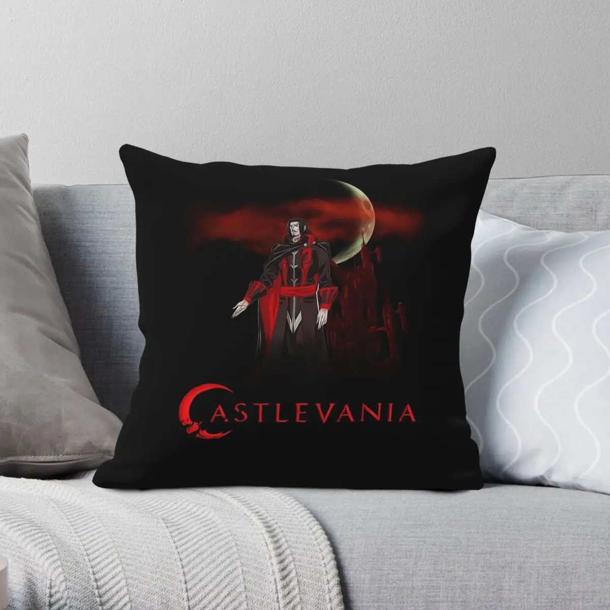 Castlevania Dracula Pillowcase Polyester Linen Velvet Creative Zip Decor Sofa Seater Cushion Cover 45x45