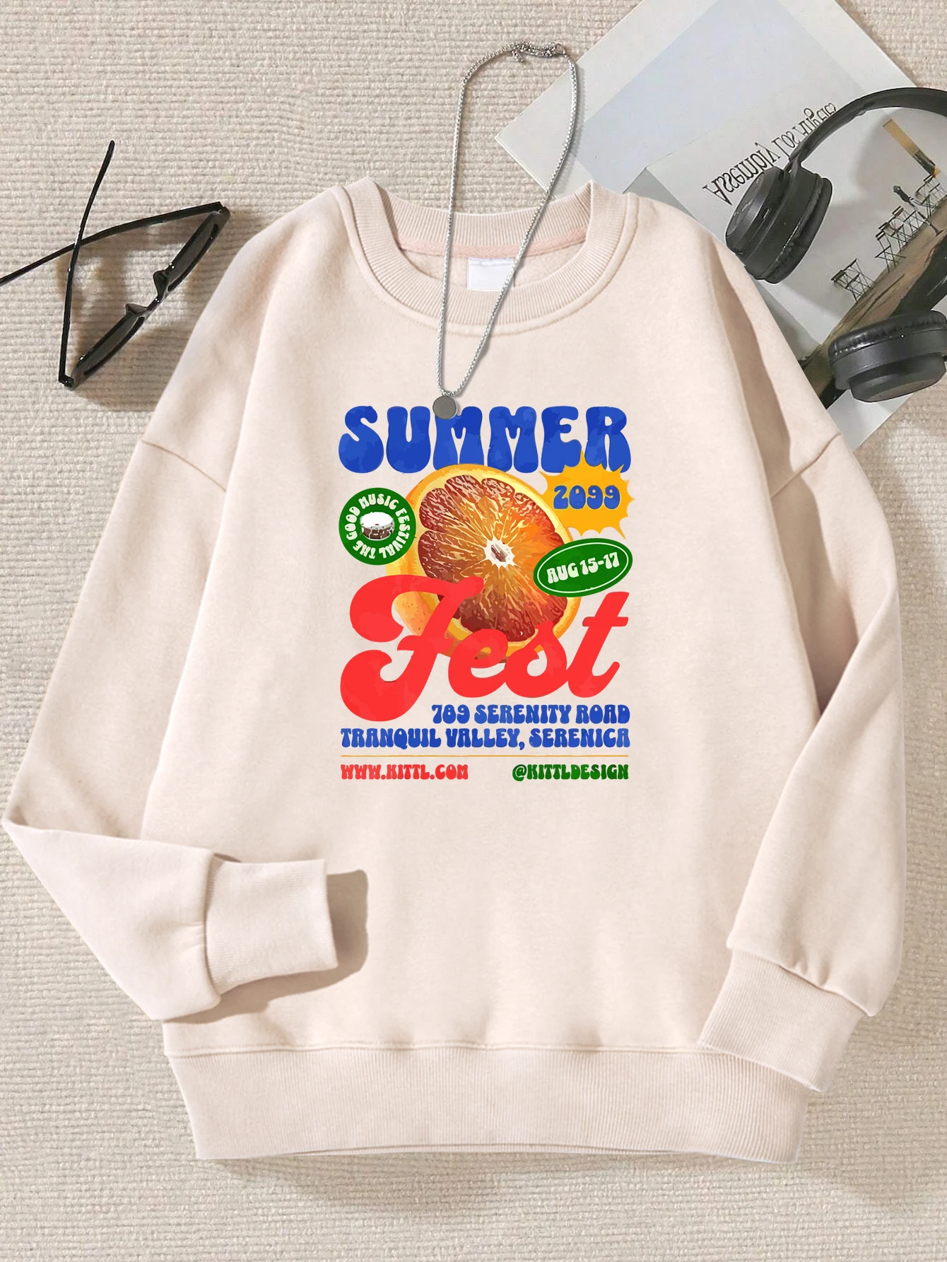 

Summer Orange Drinking Printed Female Sweatshirt Autumn S-Xxl Sportswear Multicolor Pullovers Hipster Casual Clothes Woman