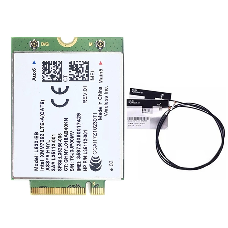 

L830-EB WIFI-карта + 2 антенны 4G LTE L830 L35286-005 Модуль LTE Cat6 300 Мбит/с для HP 640 650 G5 840 846 850 G6 X360 830