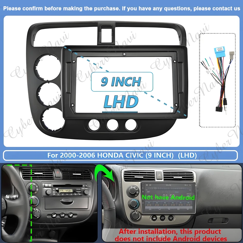 Car Radio For Honda Civic 2000 2001 2002 2003 - 2006 Carplay Android Auto Stereo Multimedia Player AI Voice 5G WIFI Player Scree