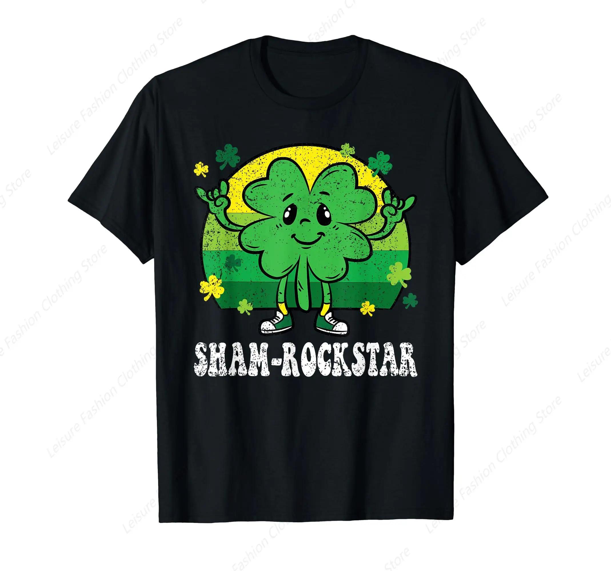 Shamrock Rock Star St Patrick's Day Funny 4 Leaf Clover T-Shirt