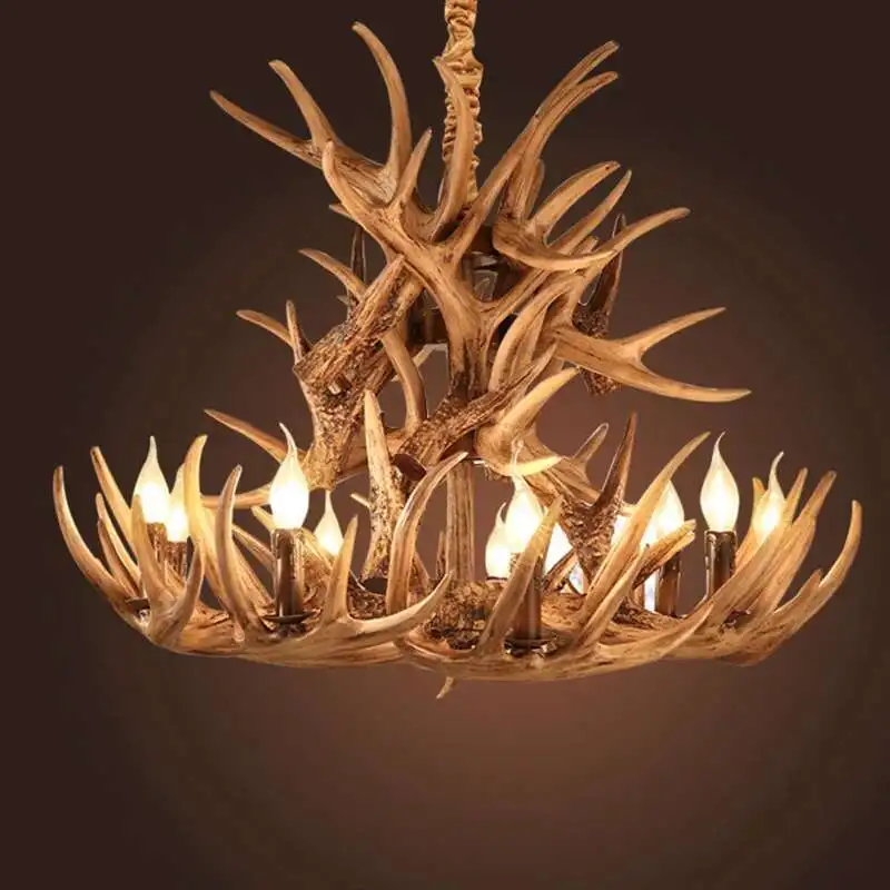 

Antler Chandelier Resin Deer Horn Pendant Lamps For Ceiling Home Decoration Dining Room Living Room Bedroom Hanging luminaires
