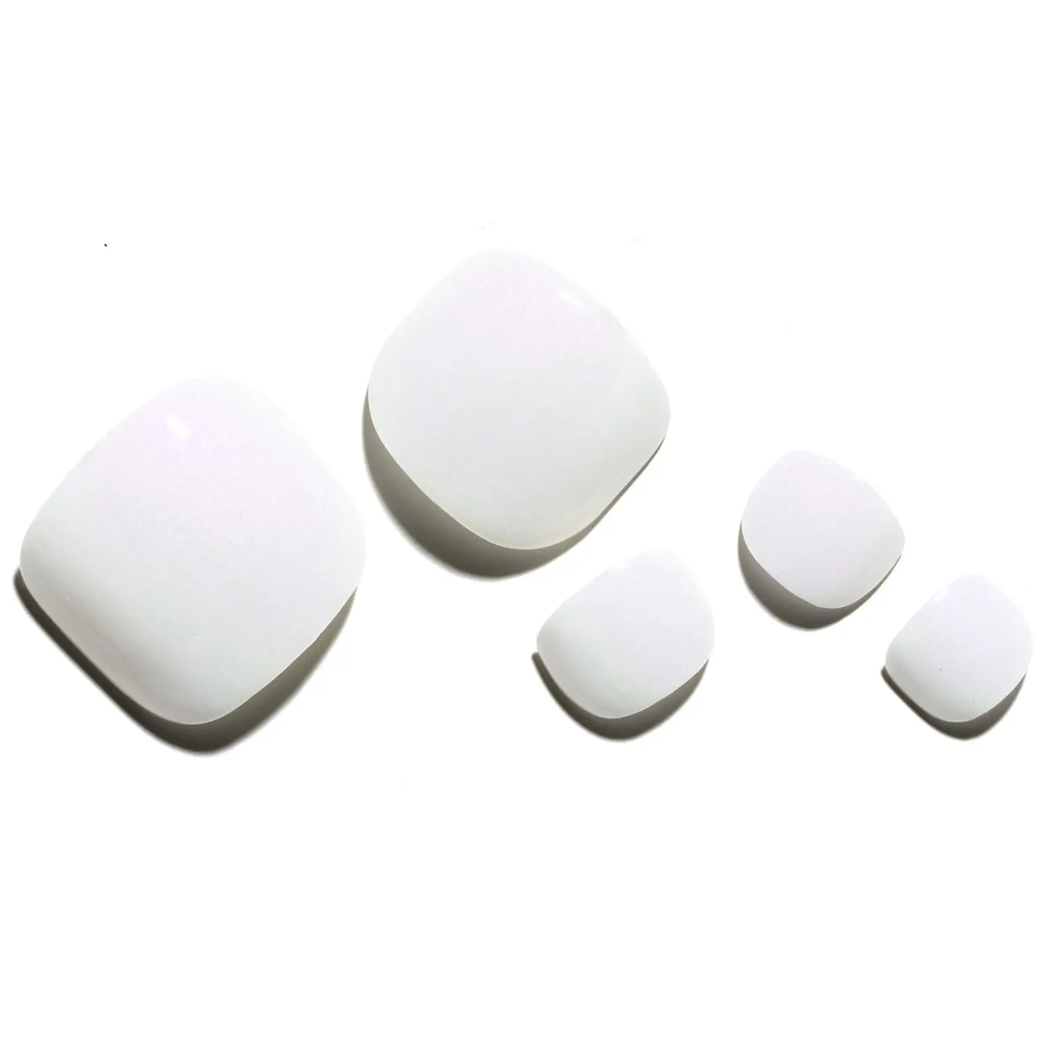 24PCS Solid Color Square Fake Toenail Matte Pressed Toenail Short Acrylic Fake Nail Artificial Beach All Inclusive Toenail White
