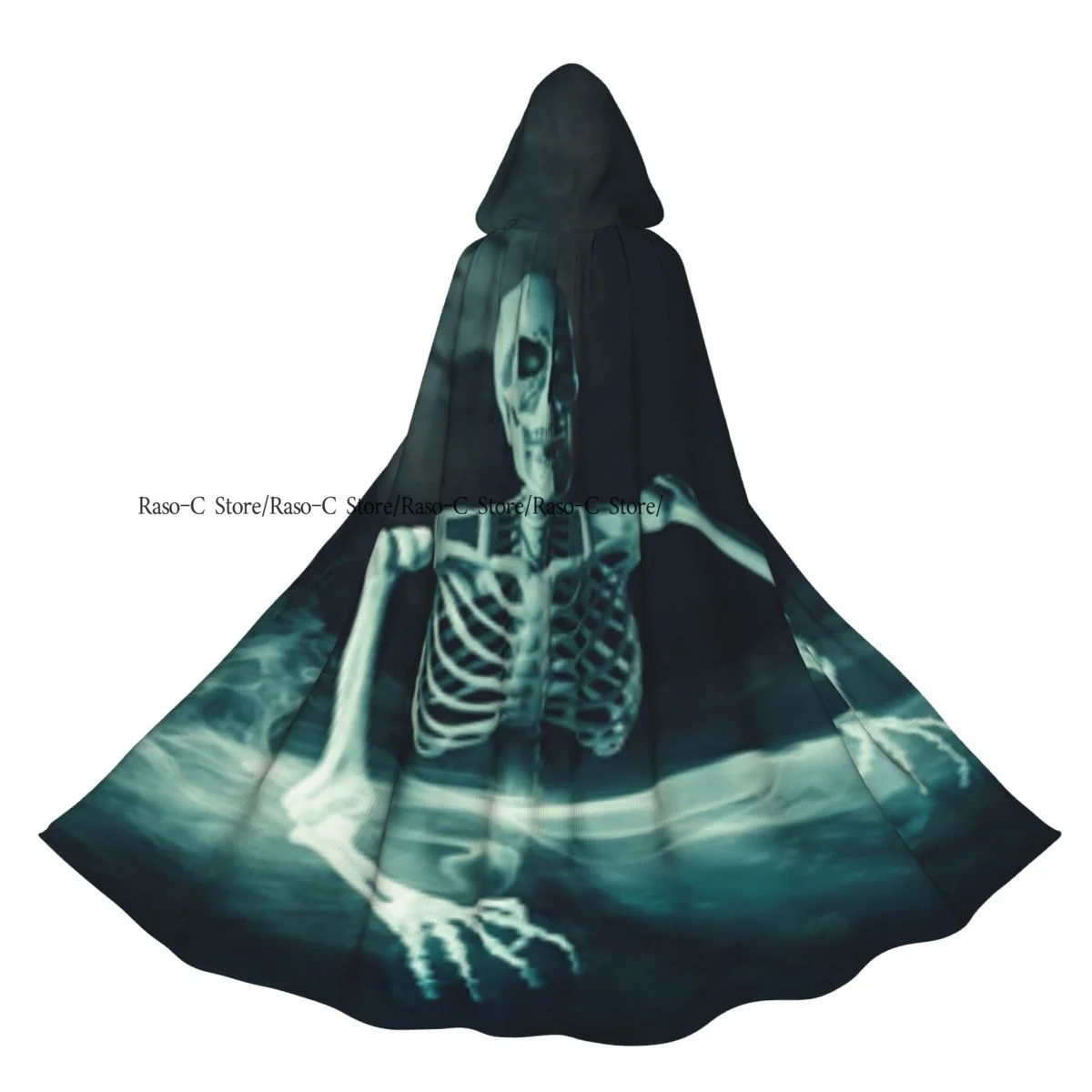 

Unisex Adult Skeleton Wake Up In The Graveyard Cloak with Hood Long Witch Costume Cosplay