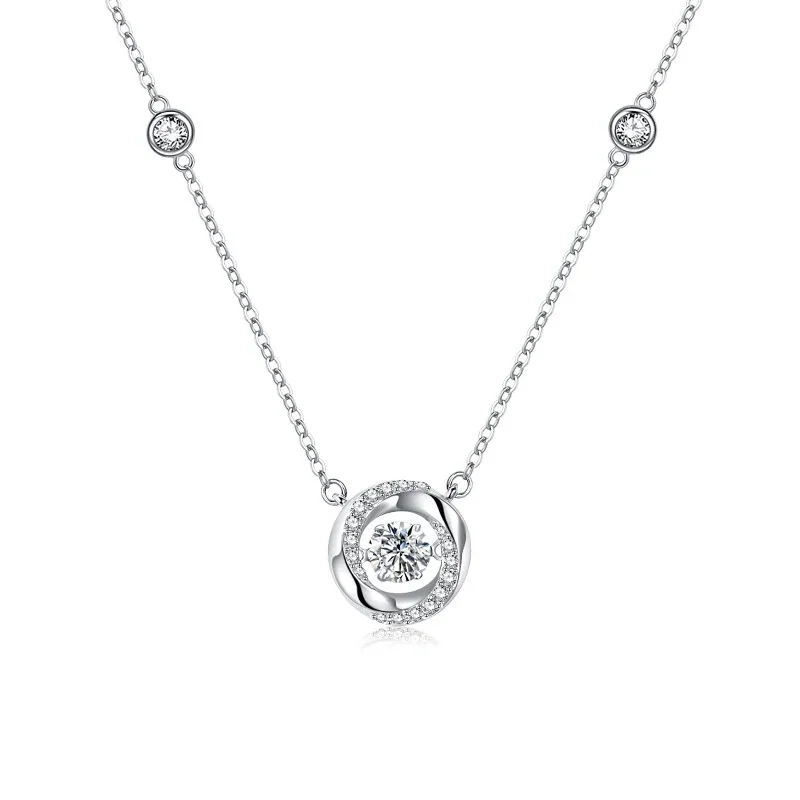 Hot-Seller Mobius Twist Floating Center Round CZ Pendant Necklace Side Stationary Crystal Dainty Jewelry For Women